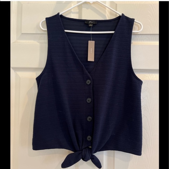 J.CREW navy sleeveless tie top NWT - Picture 2 of 8